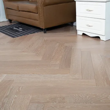 Prefinished White Oak herringbone wood flooring