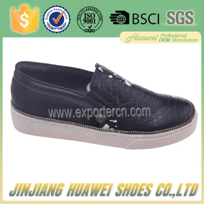 2017 Women Black PU Leather Zipper Skateboard Shoes Sneakers Wholesale