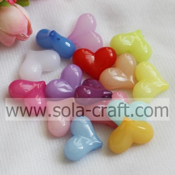 Vente en gros Jelly Heart Chunky Opaque Perles Lisses Acryliques