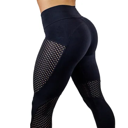 Wholesale Patchwork Mesh Athletic Tights - High Waist Active Fitness Sports Leggings for Women