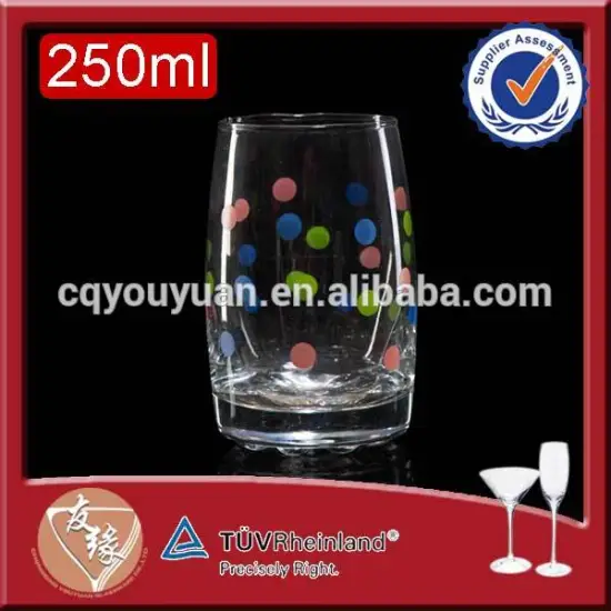 Factory cheap price 250ml silk screen printing glass cup drinking water glass