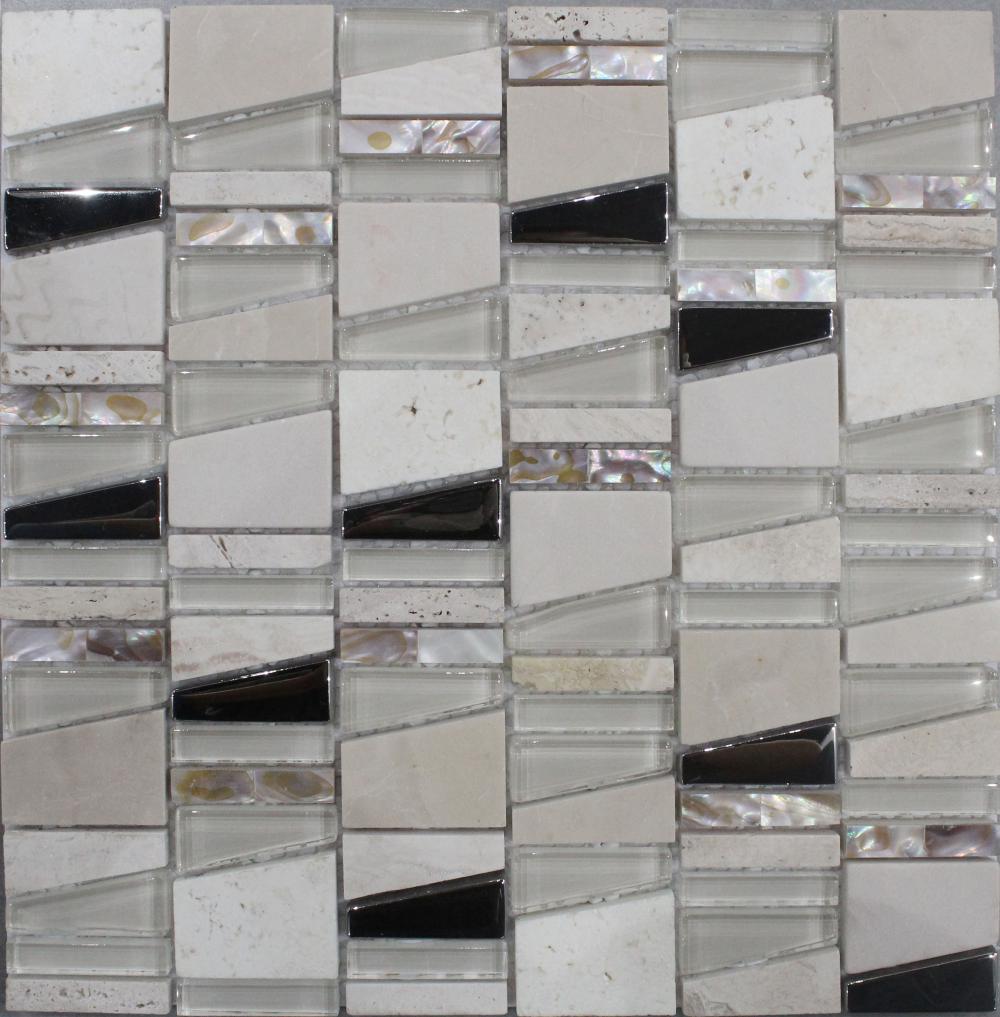 Shell Intersperse Crystal Glass Mosaic Tile