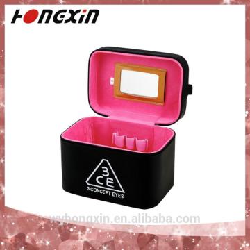 make up beauty packaging faux leather gift cosmetic box with mirror