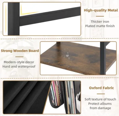 3-Tier Record Player Stand and Vinyl Storage Rack
