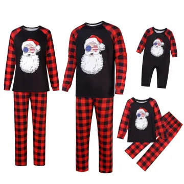 2023 Family Matching Christmas Cotton Pajamas Set with Santa Claus Pattern for Couples and Kids