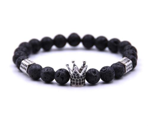 Lava stone women Crown Stretcth Bracelet