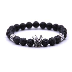 Pierre de lave femmes Crown Stretcth Bracelet