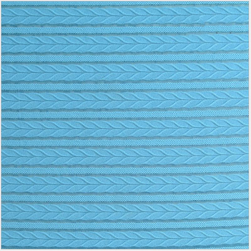 Lake Blue Striped Fancy Knitted Jacquard Fabrics