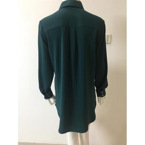 Polyester Solid Long Sleeve 2 Pockets Shirt