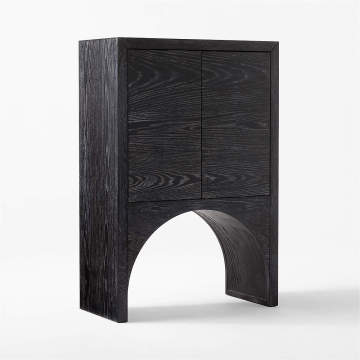 Armoire d'entrée en bois massif noir Augusta Black moderne