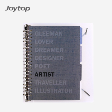 Grosir Joytop 6665 A5 Waterproof Transparan PP Cover Metal Clip Spiral Notebook