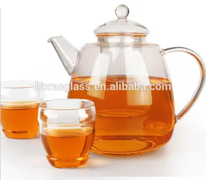 Flower Design Clear Hot Pot Set Pyrex Glass Tea Press Pot Glass tea pot