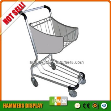 Stainless steel airport shopping cart with basket