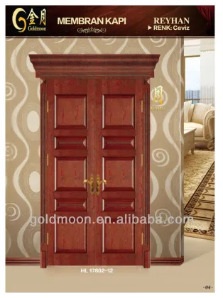 solid wood decoration wood doors with crown