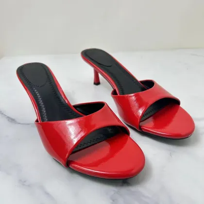 Red High Heeled Slippers for Women, Size 42: Summer 2024 Fashion Footwear