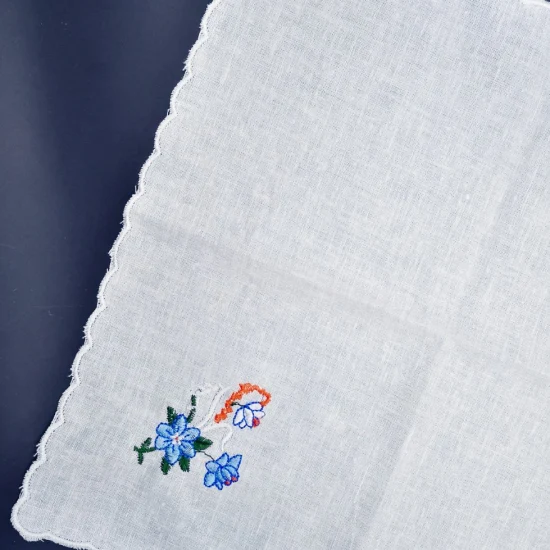 Very Beautiful White Wedding Hankie Wide Border Lace Handkerchief2
