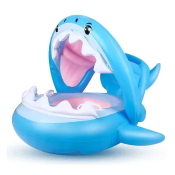 Wholesale Shark-Shaped Swimming Pool Floats with Sunshade for Kids