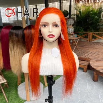 350 Color Ginger Orange Lace Front Wig Preplucked Human Hair Bone Straight