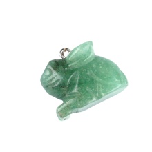 Green Aventurine Handmade Craved 1.0 Inch Rabbit Pendant for DIY Making Jewelry Necklace