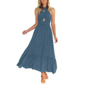 Solid Color Sleeveless Flowy A Line Midi Dress