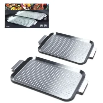 Perforated Food Tray Barbecue Accessories Stainless Steel Grilling Baskets Outdoor Grill Pan