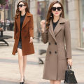 Women Winter Wool Blend Camel Mid-Long Coat