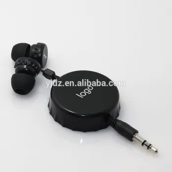 Two side pull tangle-free retractable cable promotional headphones