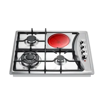 5 Burner Hybrid Stove: 4 Gas + 1 Electric Infrared Induction Ceramic Cooker Hob