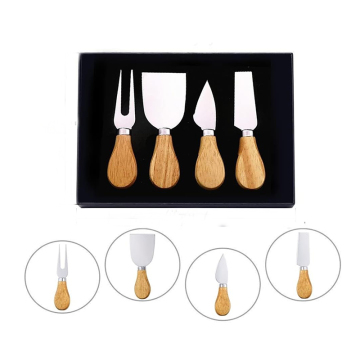 4 Pcs Cheese Knives Set with Wooden Handles - Stainless Steel Butter Knife for Charcuterie Board Accessories