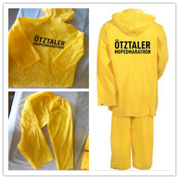 Yellow waterproof raincoat suit