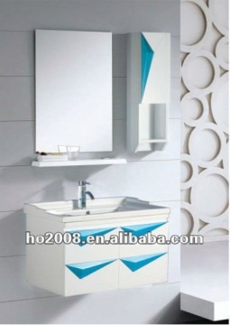 Blue Color Modern Bathroom PVC Wood Cabinet Vanity Combo Set