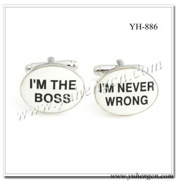 YH-886 I'M THE BOSS I'M NEVER WRONG Fashion Cufflinks,Clothing Accessories