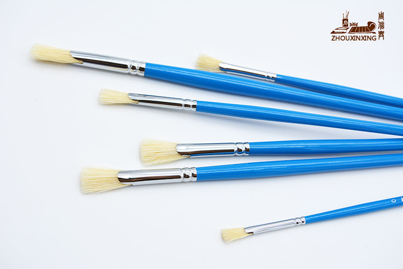 6pcs/Set small fish tail fan shape bristle oil paint brush sky blue Birch rod water color brush gouache Drawing pen Art Supplies