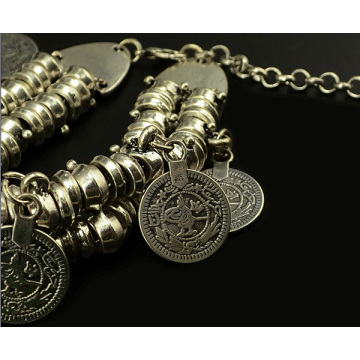 Moda retrô pulseira bracelete esculpido moedas curto bracelete da liga joias