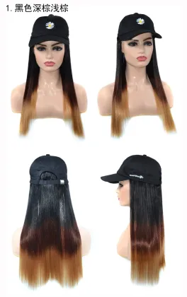 Wig women's long hair wig hat one Korean version GD Little Daisy Baseball Hat  wig long curly hair women's full head cover