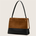 Vintage Chic Messenger Suede Leather Color Blocking Bag