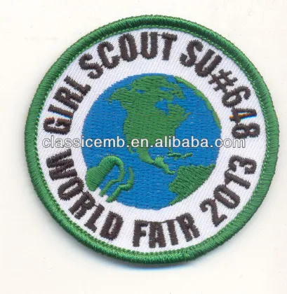 Embroidered round girl scout patch