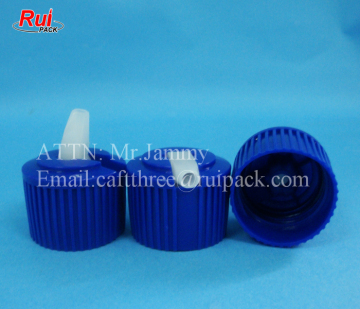 Dark blue plastic flip spout cap 24mm 28mm, PP flip cap with nozzle