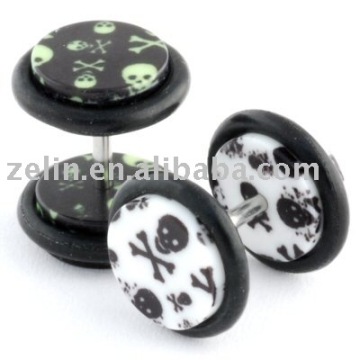 acrylic skull body ear plug piercing jewelry