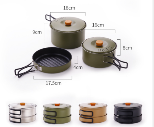 Travel Mess Kit Cookware with Non stick Coating