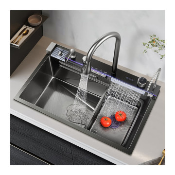 Lavello cucina a cascata in acciaio inossidabile moderno