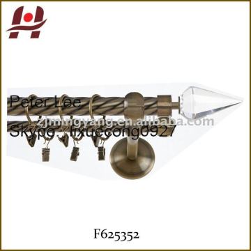 F625352 metal iron aluminium stainless steel brass telescopic aluminum adjustable crystal glass glass curtain rod finials