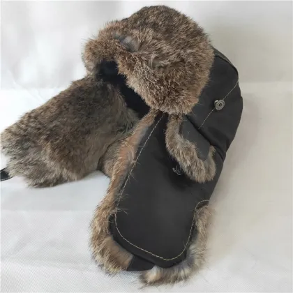 Leather Russian Ushanka Winter Fur Hat Aviator Fur Hats