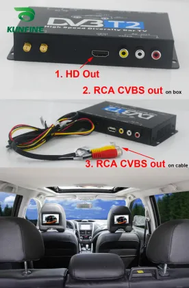 HDTV Car DVB-T2 Digital Tv Converter Car Tv Tuner Digital TV Set Top Box Automobile DTV box  With Two Tuner Antenna