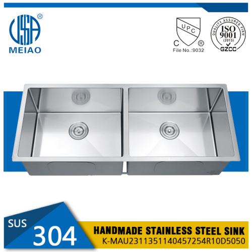 Stainless Steel Undermount Handmade Double Bowl Kitchen Sink