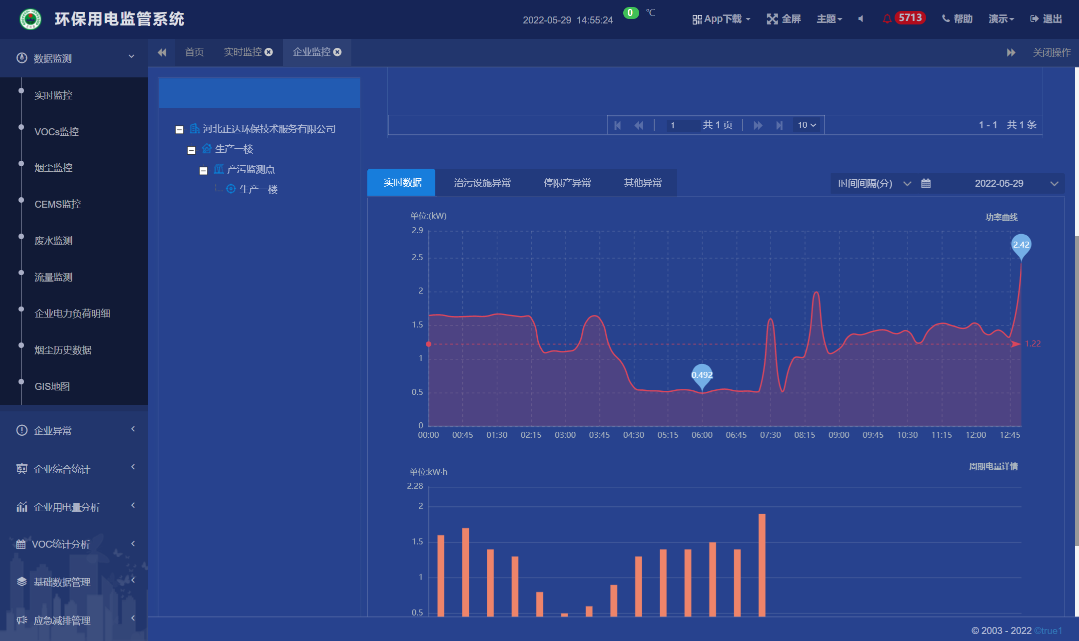 Environmental monitoring of electricity consumption