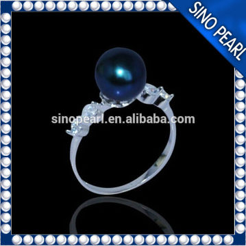 AAA 8-9MM 2014 Fashion 925 Silver Wedding Pearl Ring