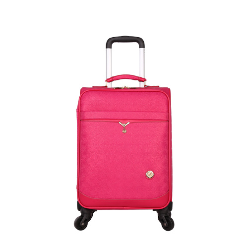 Perempuan gadis merah muda PU koper travel
