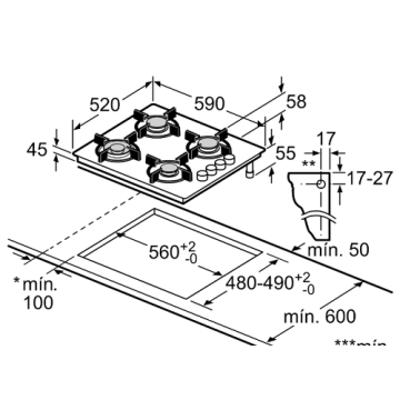 Black Gas Cooker 60CM