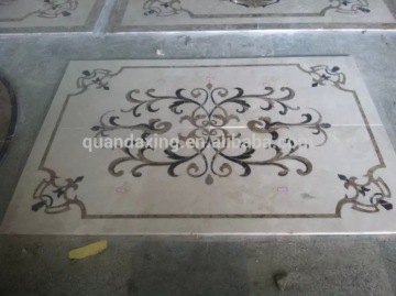 Beige Marble Mosaic Flooring Medallion,Water-jet Real Marble Mosaic Design Marble Tiles